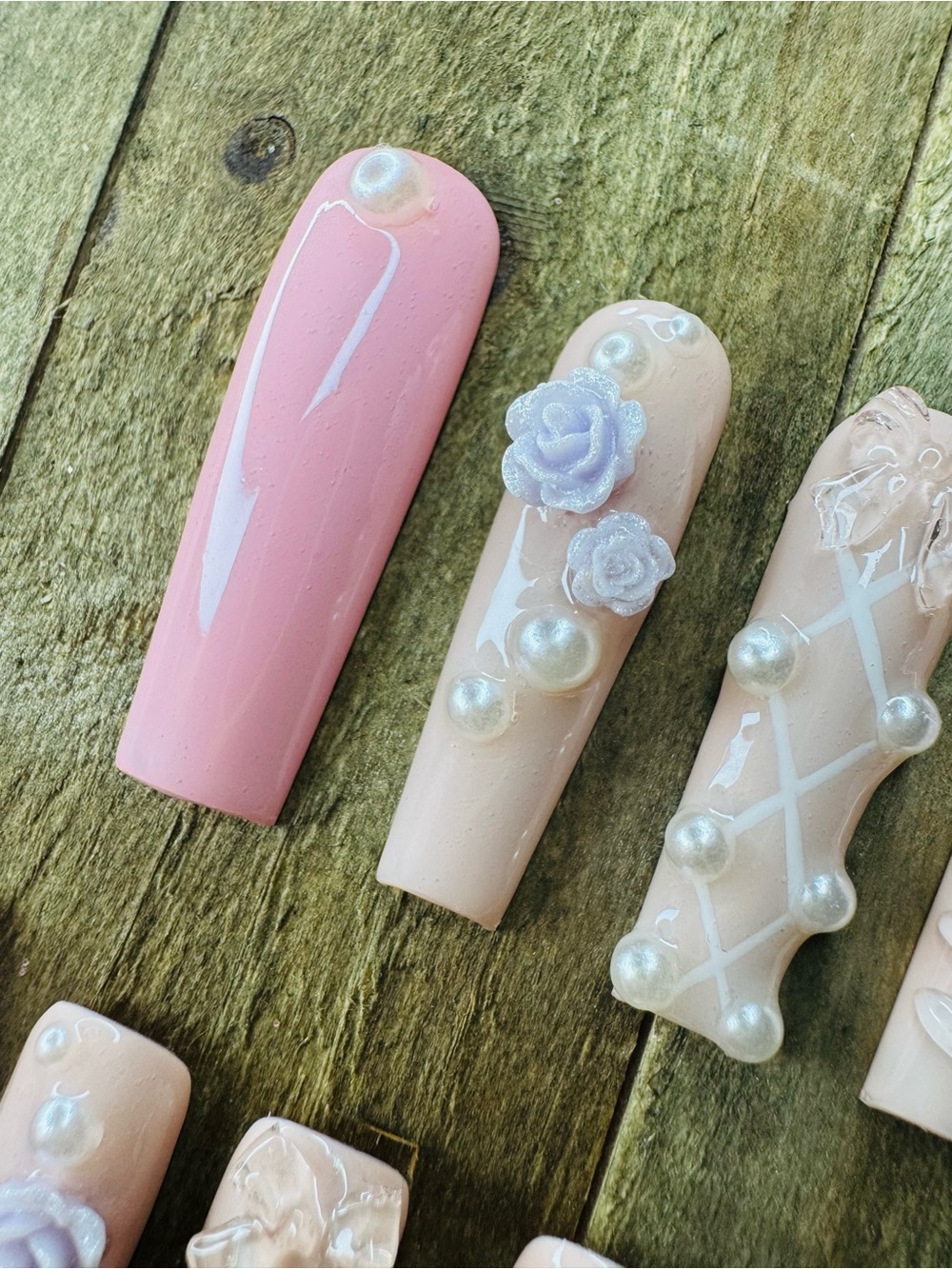 Pink Pearl Rose 3D Press-On Nails – Coquette Luxury Set